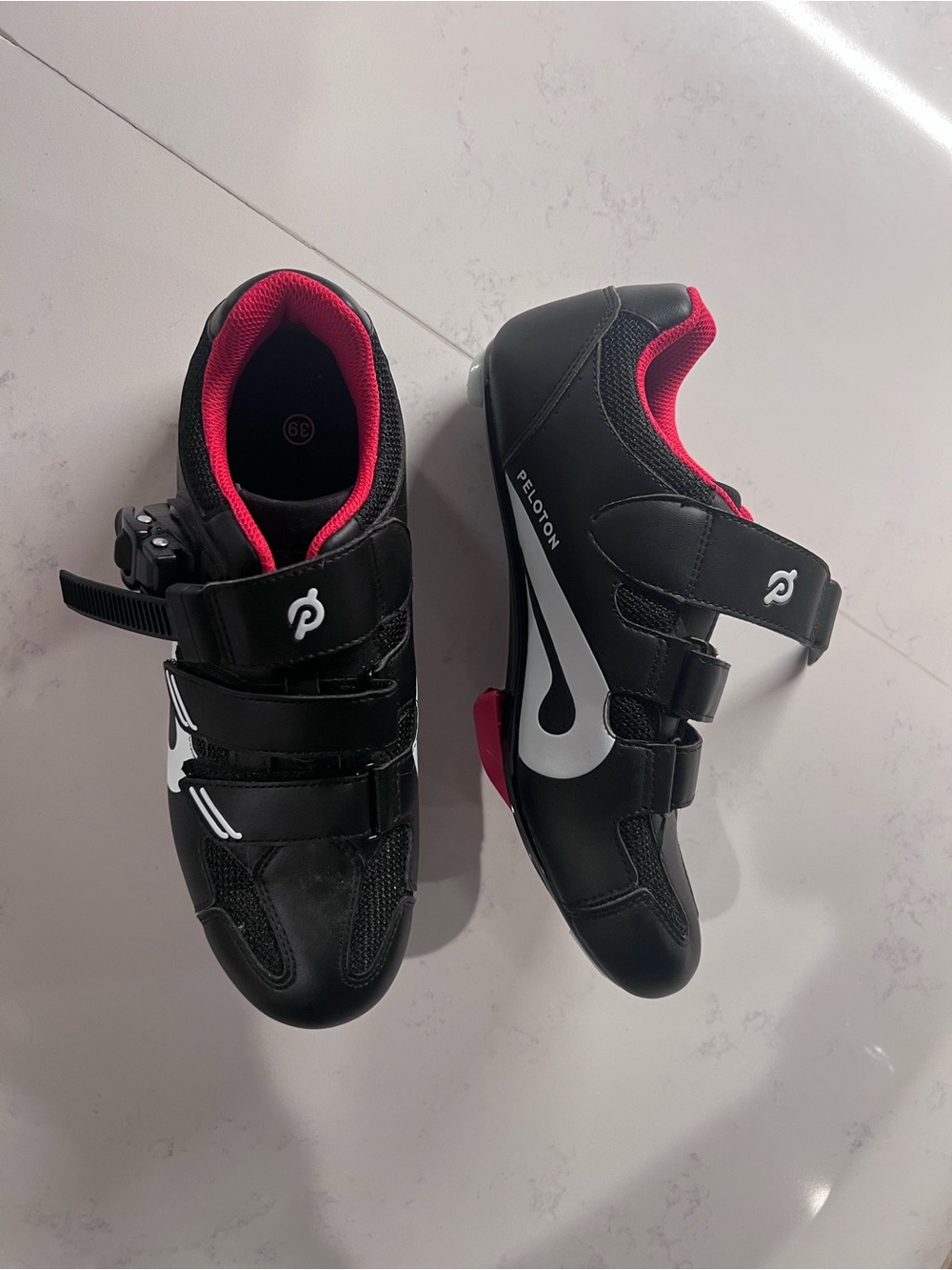 Peloton women’s Black and Pink Cycling Sneakers